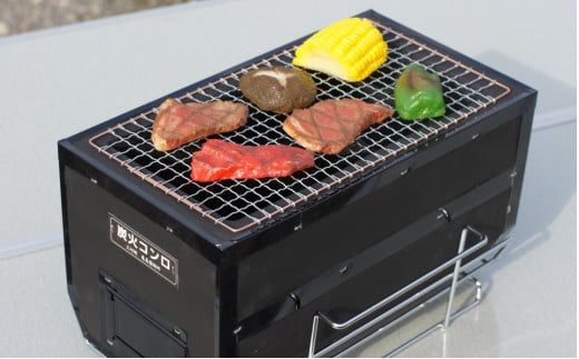 焼鳥コンロ黒 台付（アミ付） H023-049