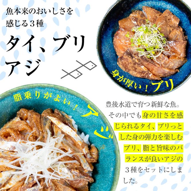  ごまだれ 漬け丼 セット (3袋・1袋2P×3袋) 冷凍 魚 さかな 丼ぶり どんぶり 海鮮丼 りゅうきゅう あつめし ごまだれ 魚介 簡単 時短 小分け 個装 おつまみ 惣菜 おかず 大分県 佐伯市【DL20】【鶴見食賓館】