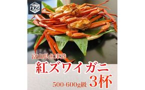 【冷蔵・ボイル済】魚卸問屋のベニズワイガニ 500～600g 3杯 セット【三人前】｜はりたや 魚貝類 魚介類 海鮮 蟹 カニ かに 紅ズワイガニ ずわい蟹 濃厚かにみそ 蟹しゃぶ 蟹飯 人気 豪華 お取り寄せ 北陸 富山県 富山湾 魚津市 送料無料 ※2025年9月下旬～2026年5月下旬頃に順次発送予定 ※北海道・沖縄・離島への配送不可