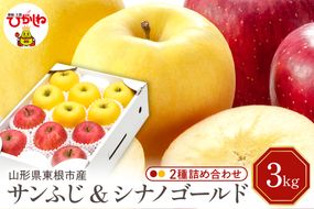 【令和7年産 先行予約】りんご サンふじ&シナノゴールド 詰め合わせ 3kg(秀品) 東根市 山形県 東根農産センター提供 hi027-209-2