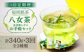 【全3回定期便】福岡銘茶 八女茶 ティーバッグ付 急須要らずのお手軽セット（便利なチャック付）《築上町》【株式会社マル五】[ABCJ126]