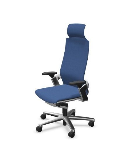 ウィルクハーンチェアー 170レンジ オン (ブルー)／ヘッドレスト・布張り　／在宅ワーク・テレワークにお勧めの椅子