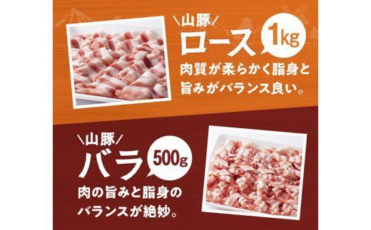 山豚しゃぶしゃぶセット（ロース1kg・バラ500g） [G7516]