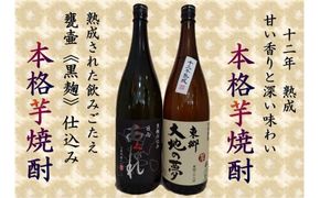 焼酎 芋 あくがれ黒麹・大地の夢 1800ml×各1本 [七福酒店 宮崎県 日向市 452060650] 芋焼酎  甕壷 本格焼酎 黒麹 25度 28度