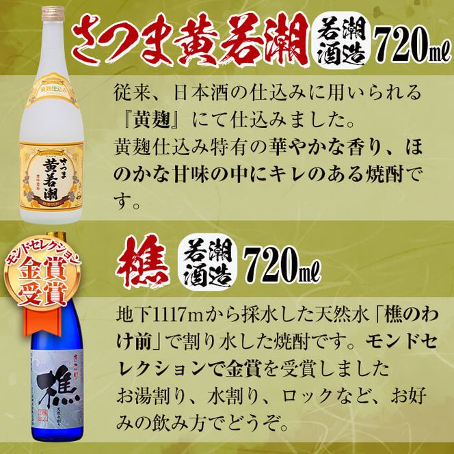 ＜入金確認後、2週間以内に発送！＞志布志焼酎「志」若潮セット 計4本(4種、720ml・900ml) a9-018-2w 