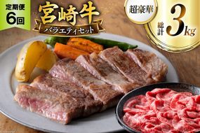 牛肉 定期便 6ヶ月 超豪華 宮崎牛バラエティセット [ミヤチク 宮崎県 美郷町 31au0058] スライス サイコロ 牛バラ ステーキ 冷凍 小分け 宮崎牛 牛 牛肩ロース 牛ウデ 牛モモ