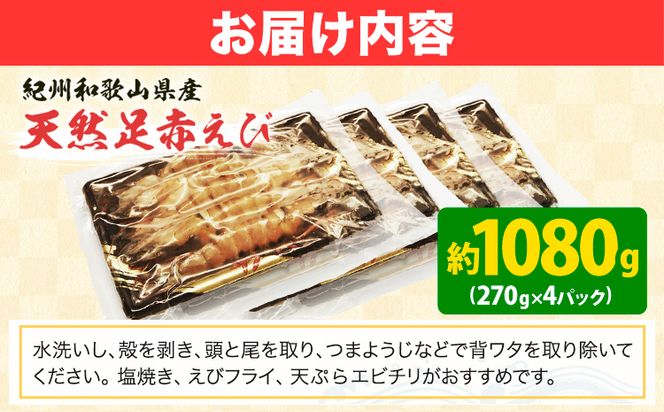 紀州和歌山産天然足赤えび 540g×2箱(270g×4パック) 化粧箱入 魚鶴商店《2024年11月上旬-2月末頃出荷》和歌山県 日高町 足赤えび えび エビ---wsh_fhuo2_ac112_23_35000_4p---