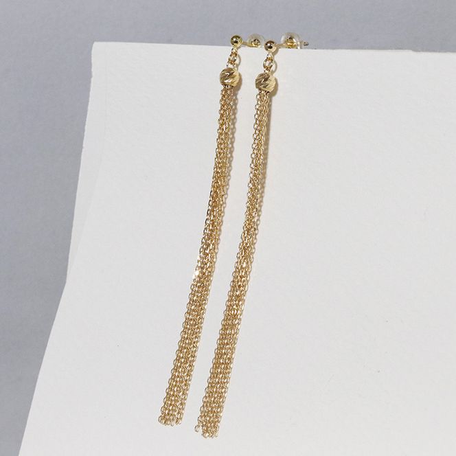 K18　ミラーボールタッセルピアス    BQ-121