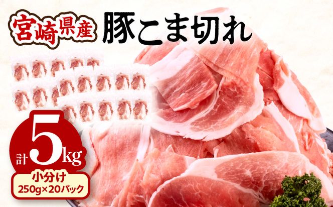宮崎県産 豚こま切れ (250g×20パック) 合計5kg_M201-013