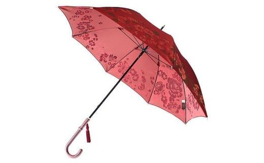 槙田商店【晴雨兼用】長傘 ”絵おり” 大バラ：エンジ FAA5069