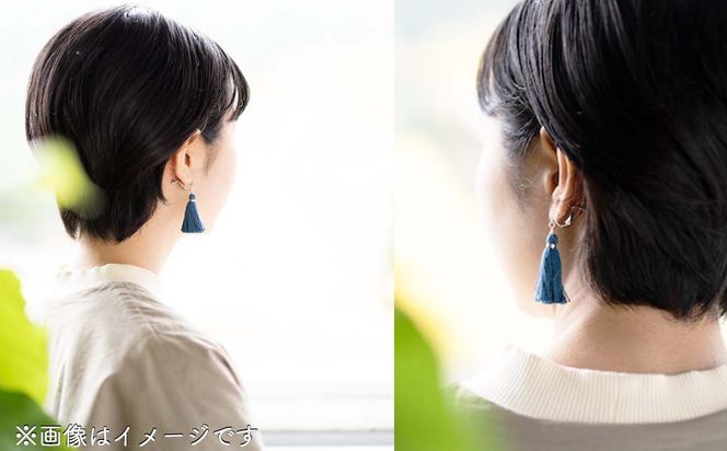 残糸藍染めイヤリング（SILVER） P-UY-A17A（岡山県英田郡西粟倉