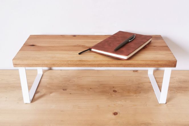 無垢材とアイアンのシェルフ ホワイト Mサイズ 47cm 完成品 [新星金属製作所 大阪府 守口市 20940916] 家具 台 置き台 リビング 玄関 植物 雑貨 棚 収納