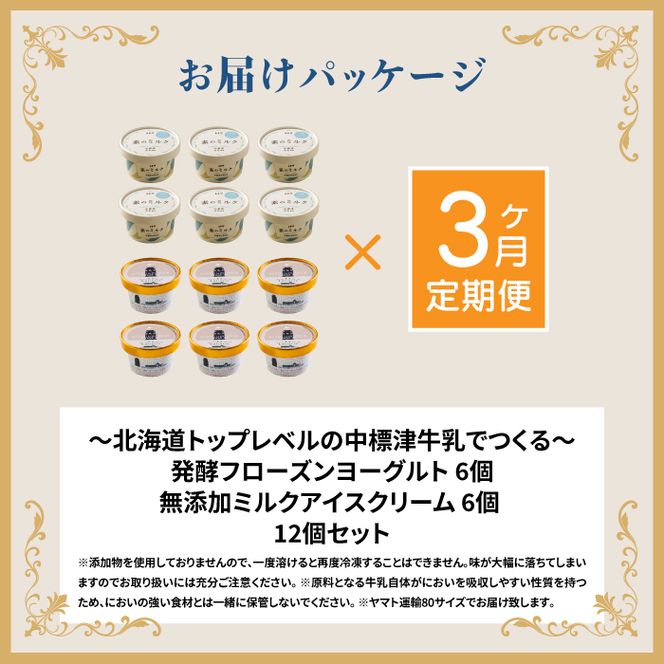 北海道 プレミアムミルクアイスクリーム×6個とフローズンヨーグルト×6個セット計12個　３ｶ月定期便【11151】