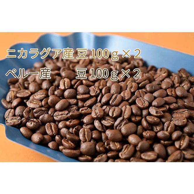 C-10 カフェ・フランドル厳選コーヒー豆　ニカラグア産(100g×2)ペルー産(100g×2)