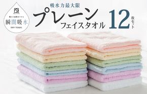 099H1667 驚きの高吸水タオル『プレーン』フェイスタオル 12枚セット【泉州タオル 国産 吸水 普段使い シンプル 日用品】