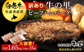 ★大容量！合計1.65kg！★訳あり・牛の里ビーフハンバーグ(110ｇ5枚入）×3  AG058