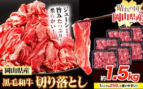 牛肉 黒毛和牛 切り落とし 1.5kg《30日以内に出荷予定(土日祝除く)》 岡山県 浅口市 牛 牛肉 和牛 牛丼 カレー 小分け 小分けパック 250g 送料無料 ---124_f656_30d_24_17000_15---