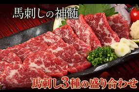 馬刺し3種の盛り合わせ 【特選霜降り馬刺し80g/ロース馬刺し80g/赤身馬刺し80g×2】+タレ100ml付き 《30日以内に出荷予定(土日祝除く)》 送料無料---hkw_26_lcl_33_3syu---