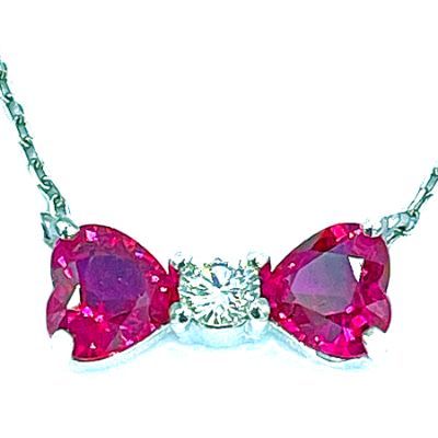 プラチナ  ルビーリボンペンダント  N408RB-P2　ネックレス