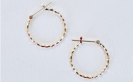 K18 イエローゴールド キラキラカット フープピアス (直径20mm K18 イエローゴールド キラキラカット フープピアス (直径20mm
