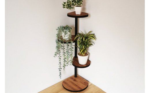 【角にも置ける】しずくのスタンドシェルフ 3段タイプ ブラウン（天然木/完成品） [新星金属製作所 大阪府 守口市 20940965] 