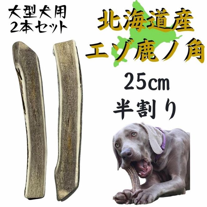 鹿の角 25cm 半割り 2本 犬のおもちゃ デンタルケア 中型犬 鹿角