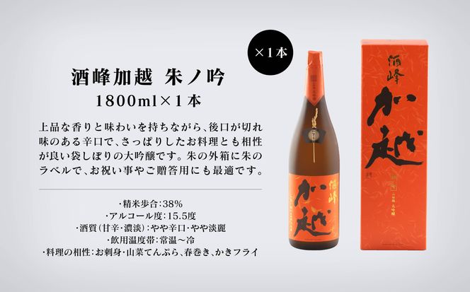 【酔いを楽しむ】酒峰加越（朱ノ吟・黒ノ滴）大吟醸1.8L　3本セット 100014