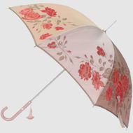 CB040【槙田商店】晴雨兼用長傘　絵おり　薔薇（ばら）ベージュ