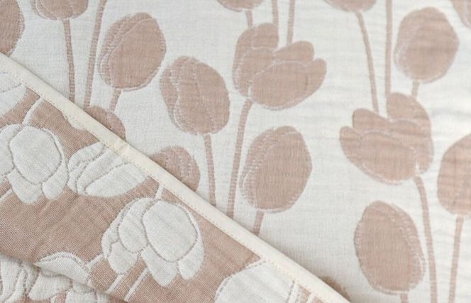 G1998 泉州南部織 6重ガーゼマルチケット（チューリップ/ベージュ）＜スピード発送＞