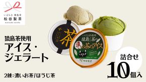 猿島茶使用  アイス  ジェラート 10個入 詰め合わせ  ( 濃いお茶 / ほうじ茶 ) 各5個 ふるさと納税 ギフト お菓子 お祝い [AF024ya]