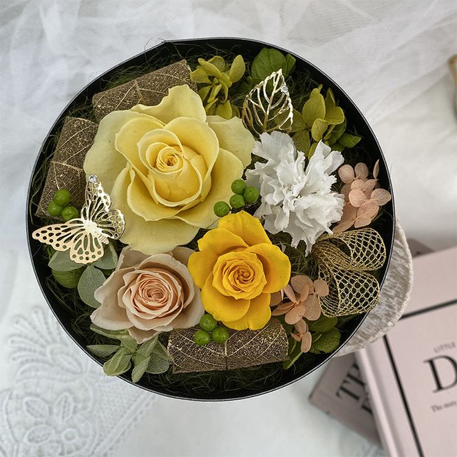 AJ134-1 プリザーブドフラワー【アムール/イエロー】春日部市 シュガーパイン