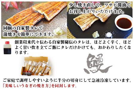 ＜職人手焼き九州産うなぎ 白焼き3尾（6切れ）計390g前後＞翌月末迄に順次出荷【c696_sk_x1】