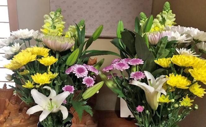 お供えのお花DX（生花組花2束）1年コース[ PT0065-020000]