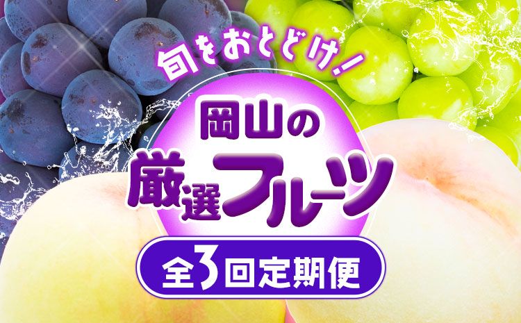 [2025年先行予約]岡山の厳選フルーツ 定期便3回コース 岡山の白桃 6玉(1.6kg以上) ニューピオーネ 2房(1房600g以上) シャインマスカット 晴王 2房(1房600g以上) 化粧箱入り 株式会社山博(中本青果) [2025年7月上旬-10月下旬頃出荷]岡山県 浅口市 送料無料---124_c270tei_23_76000_jul3---