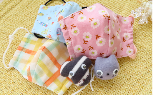 『みゃーこ』と『こーじ』がついてる！手作りエコバック＆子ども用マスク【思いやり型返礼品】 マスク エコバッグ マイバッグ 手作り こども用 福島県 田村市 N21-O9-01