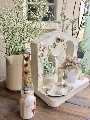 ＜Moon Rabbit＞フレンチローズのアーチスタンド ｜ 雑貨 フレンチカントリー 多肉植物 屋外 オブジェ 飾り棚 インテリア