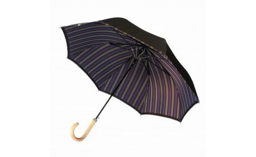 槙田商店【紳士雨傘】長傘 Tie Plain×Stripe 茶 FAA5006