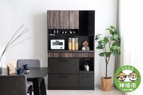 RESE 105KB A(ガラス上台・引出下台) 【キッチンボード レンジ 食器棚 食器 キッチン 家具 国産 収納 台所収納 完成品】(H060645)