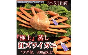 【3-5月出荷】極上蒸し紅ズワイガニ　1匹（約800g以上） ｜ ずわい蟹 ずわいガニ ズワイガニ ※2025年3月上旬～5月下旬頃に順次発送予定 ※北海道・沖縄・離島への配送不可