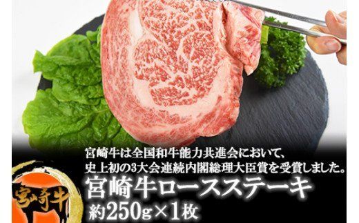 ＜宮崎牛ロースステーキ約250g＞翌月末迄に順次出荷【a0145_sb】