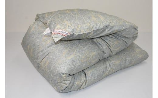 11S2　２層式キルト羽毛掛けふとん　イングランド産ホワイトダックダウン93％　色ブルー系　柄おまかせ