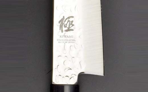 H10-142 牛刀包丁 極 ステンレス鋼 槌目 茶合板柄