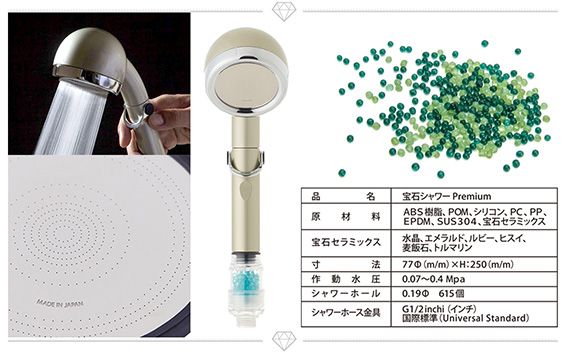 シャワーヘッド　宝石シャワー プレミアム 【シャンパンゴールド】 [No.888-02]