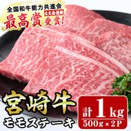 宮崎牛モモステーキ(計1kg・5枚500g×2セット)牛肉 もも 肉 ビフカツ ローストビーフ 精肉 お取り寄せ 黒毛和牛 ブランド和牛 冷凍 国産【R-70】【ミヤチク】