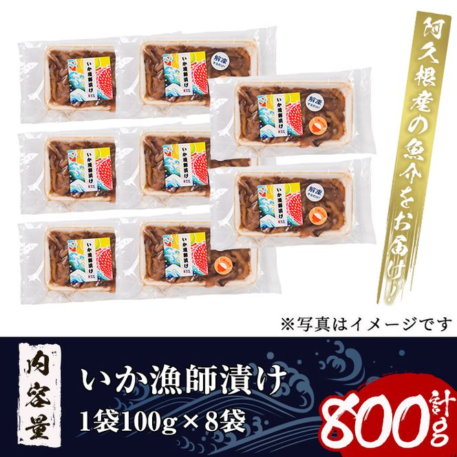 鹿児島県産！道の駅「阿久根」オリジナルいか漁師漬け(計800g・100g×8袋)国産  いか 漁師漬け 惣菜 魚貝 魚介 水産加工品【まちの灯台阿久根】a-12-163-z