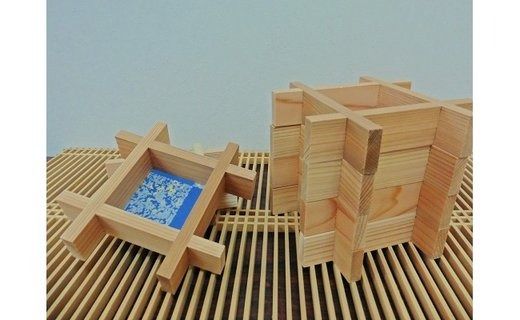 74.並べるだけでギャラリーに。かざり組子 正方 6個組