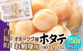 オホーツク産お刺身用ホタテ【750g（250g×3）】※ご入金確認後、60営業日以内にお届け※