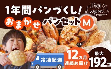【12回定期便】 Petit Lapin 箱いっぱいのおまかせパンセット M 食パン　菓子パン　惣菜パン　愛西市/Petit Lapin[AEBI006]