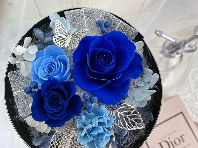 AJ136-1 プリザーブドフラワー【アムール/ブルー】春日部市 シュガーパイン