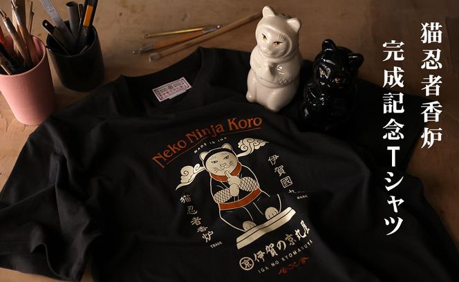 猫忍者香炉Tシャツ ホワイト 男女兼用【XLサイズ】